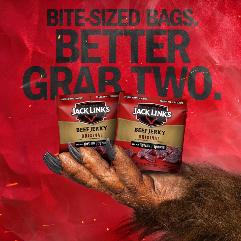 Jack Link's Beef Jerky, Original, Multipack Bags - Flavorful Meat and Protein Snacks for Lunches, Great Stocking Stuffers, Individual Packs - 7g of Protein, Made with 100% Beef - 0.625 oz (Pack of 20) - Image 5